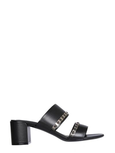 Ferragamo Trabia Smooth Leather Chain Block-heel Sandals In Black