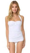 Norma Kamali Bill Mio Ruched One Piece Swimsuit, White