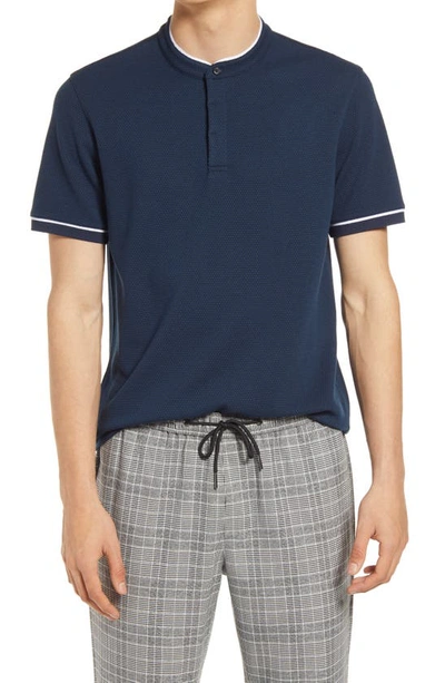 Open Edit Band Collar Polo In Navy Eclipse