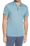 Robert Barakett Georgia Zip Polo In Smoke Blue