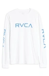 Rvca Big Logo Long Sleeve T-shirt In White/ Blue