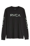 Rvca Big Logo Long Sleeve T-shirt In Black/ Green