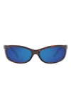 Costa Del Mar 61mm Polarized Oval Sunglasses In Tortoise/ Blue Mirror