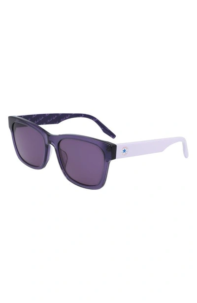 Converse All Star® 56mm Rectangle Sunglasses In Crystal Court Purple/ Purple