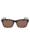 Converse All Star® 56mm Rectangle Sunglasses In Dark Tortoise/ Brown
