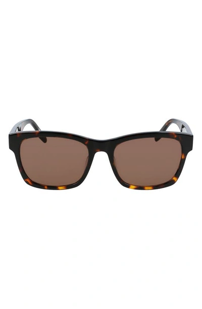 Converse All Star® 56mm Rectangle Sunglasses In Dark Tortoise/ Brown