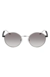 Converse Ignite 51mm Gradient Round Sunglasses In Shiny Silver/ Grey