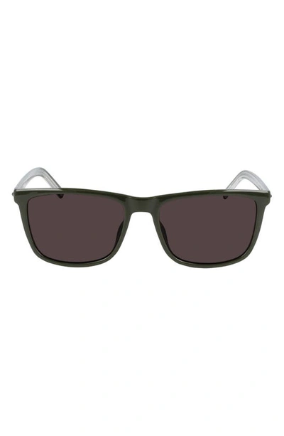 Converse Chuck 56mm Rectangle Sunglasses In Dark Moss/ Grey