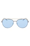 Converse Activate 57mm Aviator Sunglasses In Shiny Gunmetal/ Blue Mirror