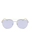 Converse Activate 57mm Aviator Sunglasses In Shiny Silver / Gold Mirror