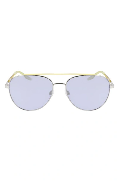 Converse Activate 57mm Aviator Sunglasses In Shiny Silver / Gold Mirror