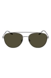 Converse Activate 57mm Aviator Sunglasses In Satin Gunmetal / Green