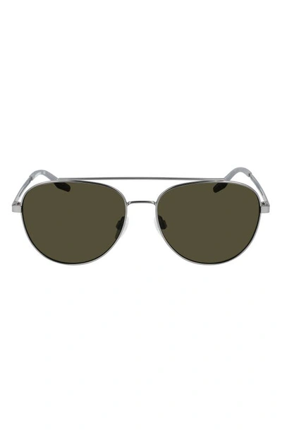 Converse Activate 57mm Aviator Sunglasses In Satin Gunmetal / Green