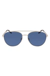 Converse Activate 57mm Aviator Sunglasses In Satin Gold / Blue