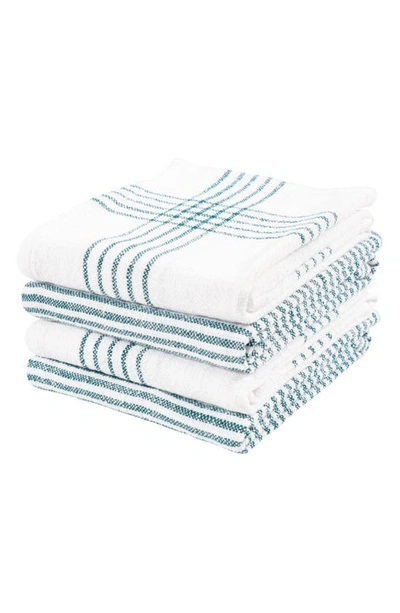 Kaf Home Set Of 4 Assorted Cotton Kitchen Towels In Teal