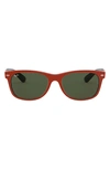 Ray Ban Iconic New Wayfarer 55mm Sunglasses In Rubber Red