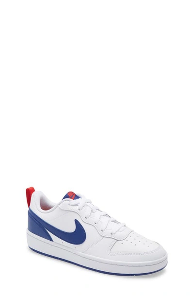 Nike Big Boys Court Borough Low 2 Casual Sneakers From Finish Line In White/ Deep Royal