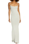 Skims Ribbed Long Slipdress In Talc