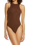 Skims Brown Fits Everybody High Neck Bodysuit In Cocoa