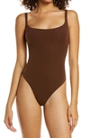Skims Fits Everybody Square Neck Sleeveless Bodysuit In Cocoa