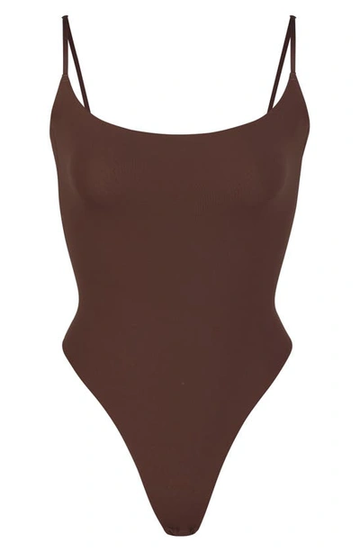 Skims Fits Everybody Cami Thong Bodysuit In Cocoa
