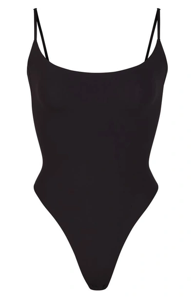 Skims Fits Everybody Cami Thong Bodysuit In Onyx