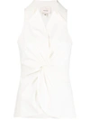 Cinq À Sept Mckenna Sleeveless Knot-front Top In White