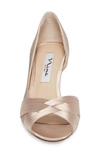 Nina Contesa Open Toe Pump In Champagne Satin