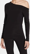 Norma Kamali Black Off-shoulder Top In Tech Fabric Stretch Woman In Black
