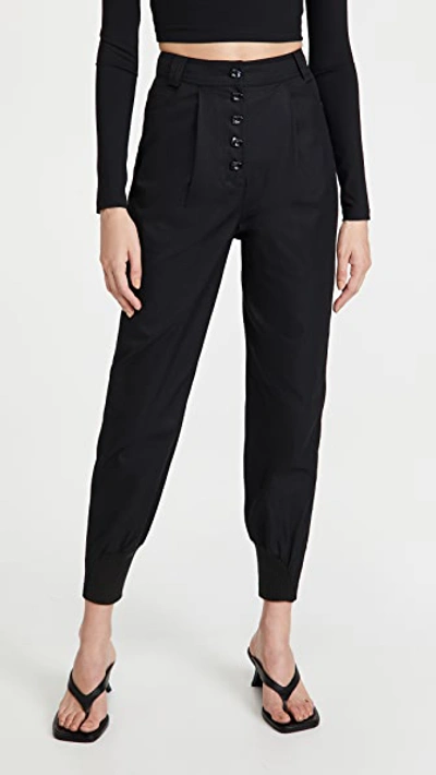 Aje Chaise Tapered-leg Cotton-twill Trousers In Black