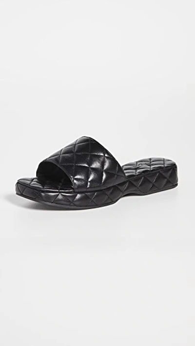 By Far Quilted Leather Black Lilo Mules