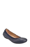 Bandolino Edition Womens Stretch Round Toe Ballet Flats In Navy Leather