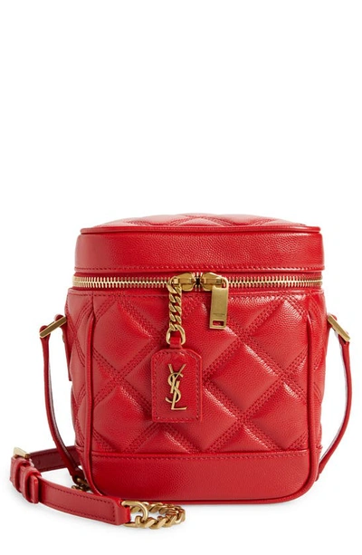 Saint Laurent '80s Vanity Case Matelasse Leather Shoulder Bag In Rouge Eros