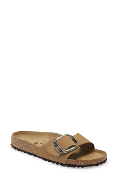 Birkenstock Madrid Torty Slide Sandal In Mud Green Nubuck Leather