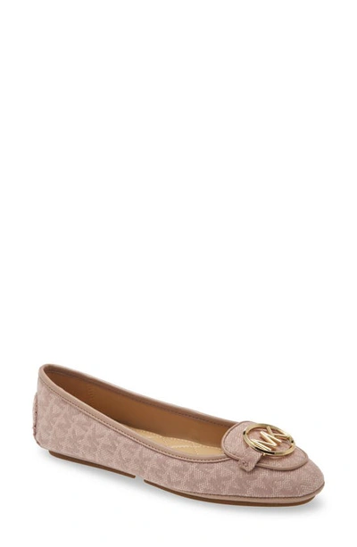 Michael Michael Kors Lillie Logo Ballet Flat In Dark Berry Leather