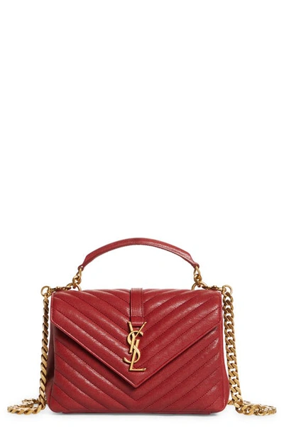 Saint Laurent Medium College Shoulder Bag In Opyum Red