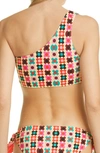 La Doublej Geometric-print One-shoulder Bikini Top In Groovy Dot Giallo