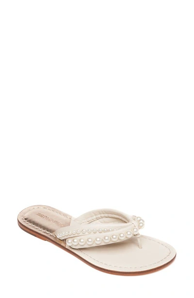 Bernardo Miami Pearly Stud Thong Sandals In Beige