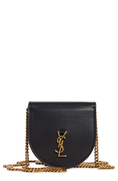 Saint Laurent Baby Kaia Leather Wallet On Chain In Black