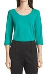 Hugo Boss Scoop Neck Stretch Jersey Top In Clover