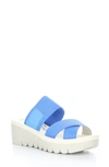 Fly London Yabo Platform Slide Sandal In 007 Azure Elastic/cupido