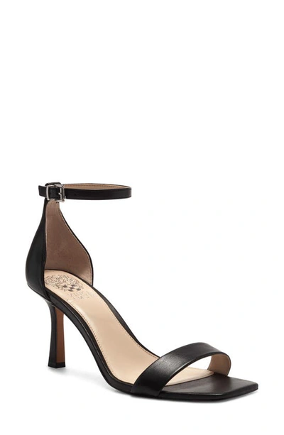 Vince Camuto Enella Ankle Strap Sandal In Black Leather Baby Sheep