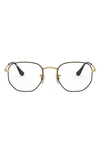 RAY BAN 51MM ROUND OPTICAL GLASSES,RX644851-O