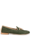 Malone Souliers Alberto Suede Leather-tassel Loafers In Green