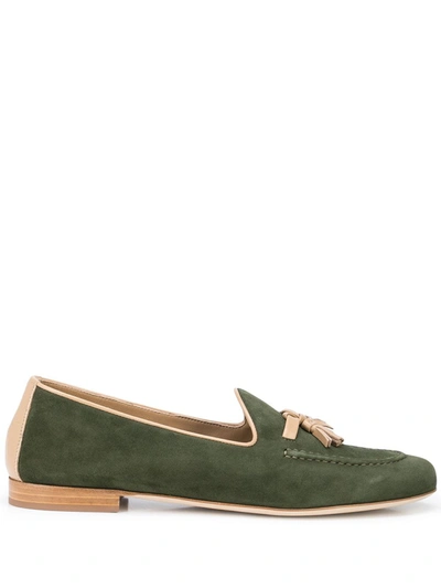 Malone Souliers Alberto Suede Leather-tassel Loafers In Green