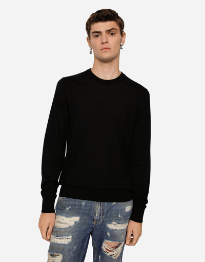 Dolce & Gabbana Cashmere Round-neck Sweater In Black