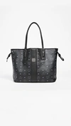 Mcm Medium Liz Reversible Shopper - Black In Black