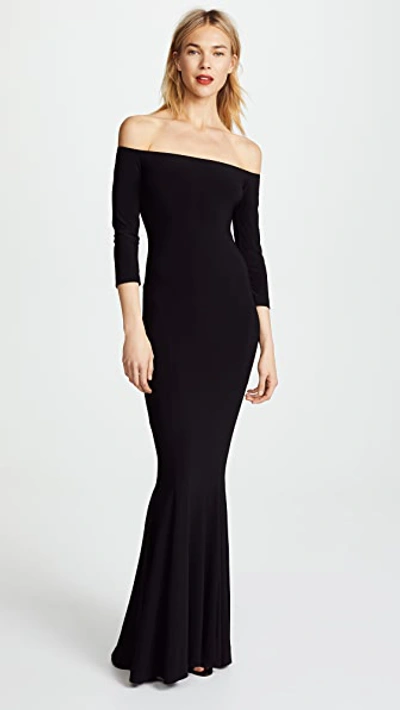 NORMA KAMALI KAMALI KULTURE OFF SHOULDER FISHTAIL GOWN BLACK,NKAMA30447