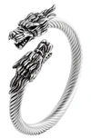 Eye Candy Los Angeles Double Dragon Titanium Silver Wire Bracelet In Silver