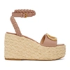 VALENTINO GARAVANI PINK VLOGO WEDGE ESPADRILLES